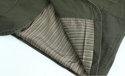 Men's Washable Fabric Single Breasted Button Blazers Business Suit Loose Military Jackets Outwear