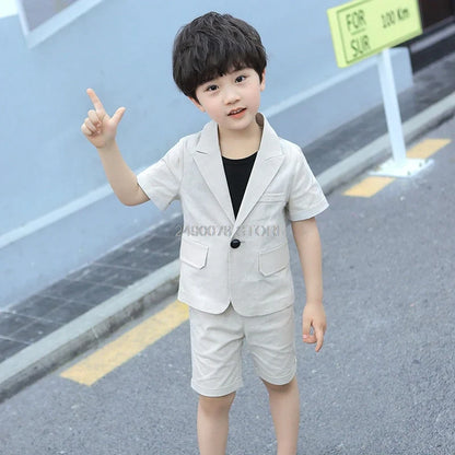 Boys Girls Summer Vest Shorts Clothing Set Baby Children Birthday Ceremonial Wedding Dress Skirt Suit Gentleman Kids Costumes
