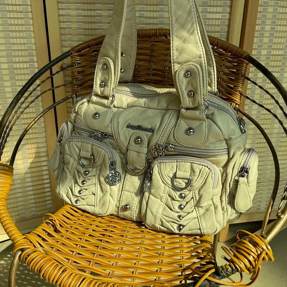 Women Handbags Fashion Satchel Top-handle Handbag PU Shoulder Bag 10.6"x8.3" Dumpling Pack Multi-pockets Shoulder Bags