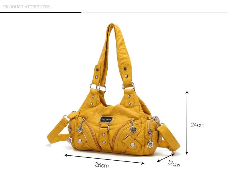 Vintage Women Handbags Soft Bag Small Top-handle Purse Fashion Satchel Multi-Pockets Shoulder Bag Hobos Phone Pack Tote Bag