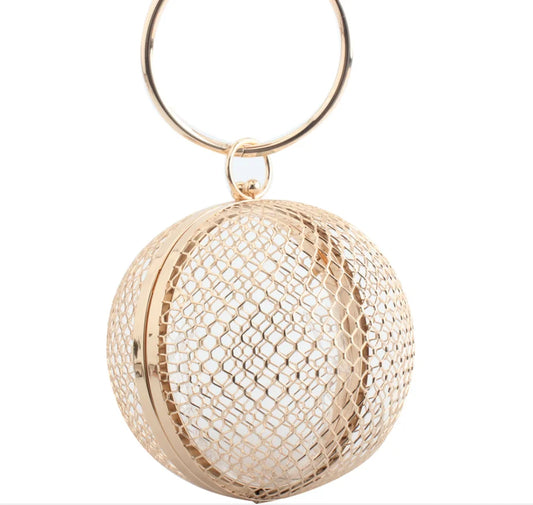 girl Hollow Out Women Round Metal Clutches bags Hard Case Evening Bags Handbags and Purses Chain Shoulder Bag clutch purse gift