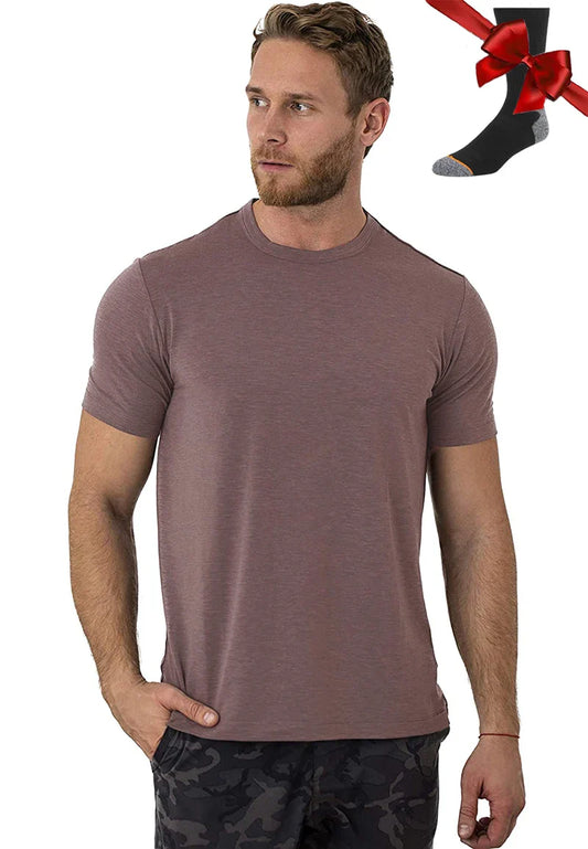 100% Superfine Merino Wool T Shirt Mens Base Layer Shirt Merino Wool Wicking Breathable Quick Dry Anti-Odor +Merino Wool Socks