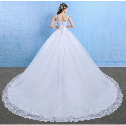 Wedding Dress Sexy V-neck Lace Embroidery Court Train Ball Gown Princess Wedding Dresses Vestido De Noiva Plus Size