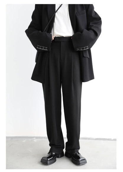 Simple Casual Women Twill Suit Pants Wide Leg Pants Straight Floor Pants Office Ladies Female Trousers