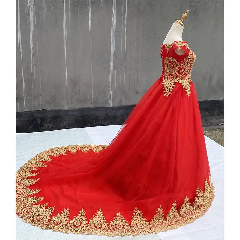 2026 New Ball Gown Lace Tulle Red Wedding Dress With Tail Chinese Pattern Style Cheap China Embroidery Bridal Gown Customized