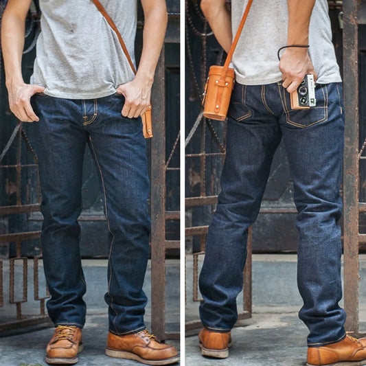 Heavy Weight Indigo Selvage Washed 16oz Pants Sanforized Thick Raw Denim Jean