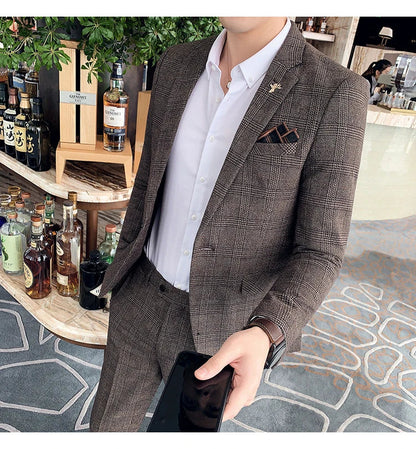 25 Colors 1 Pcs Blazer No Pants S-7XL New Wedding Dress Formal Business Slim Mens Suit Jacket Plaid Striped Solid Color