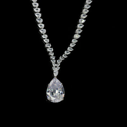 Luxury Shiny Water Drop Cubic Zirconia Necklace Earring Set for Women High Quality Fashion Party Wedding Jewelry N-1019