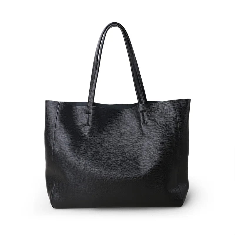 Women Luxury Bag Casual Tote Female Fashion Summer Beach Handbag Lady Popular Soft Cowhide Genuine Leather Shoulder Shopping Bag