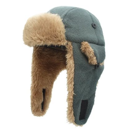 Toddler Boys Kids Fleece Trapper Sherpa Lined Windproof Winter Russian Hat with Large Flaps Warm Ski Hat