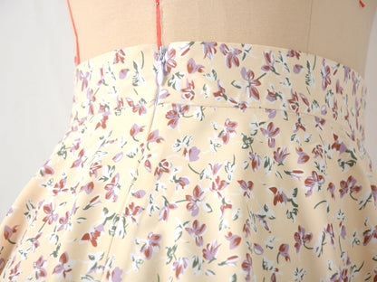 Summer new women' floral print skirt high waist umbrella mini skirt Female invisible zipper chiffon print short skirt women 2022
