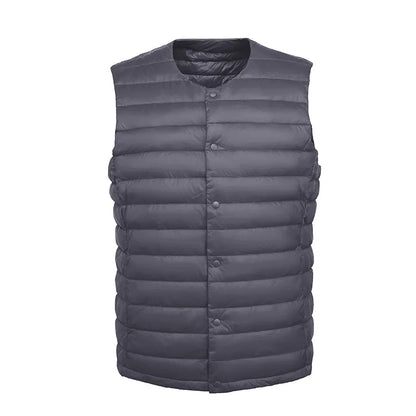 Men Down Vest Ultra Light Down Vest Portable V-neck Sleeveless Coat Man Winter Without Collar Warm Liner