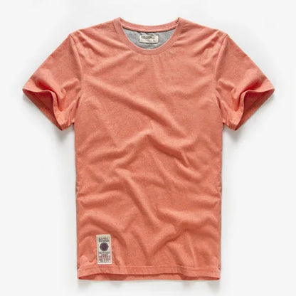 New Men Cotton Solid T-Shirt Mens Short Sleeve T-shirt Multi Pure Color Fancy Yarns T Shirt Color Wine White Blue