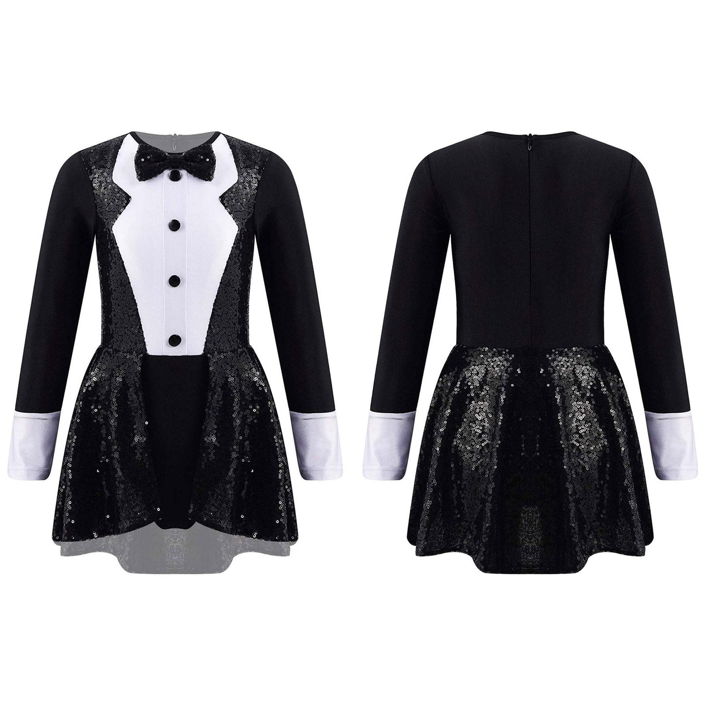 Kids Girls Sequins Ballet Dance Dress Shiny Modern Latin Jazz Dance Stage Performance Leotard Costume Dancewear