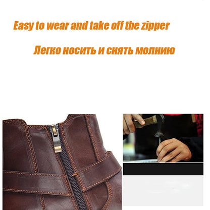 NEW Men's Casual boots Genuine Leather Men's autumn and winter handmade High-top boots lager size men's Chelsea boots 0153