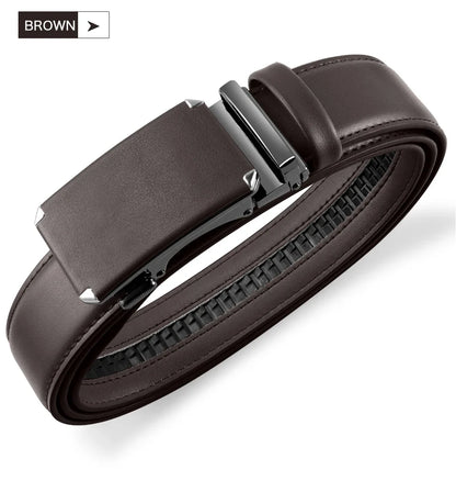 Men Belts Metal Automatic Buckle Brand High Quality Leather Belts for Men Famous Brand Luxury Work Business Strap