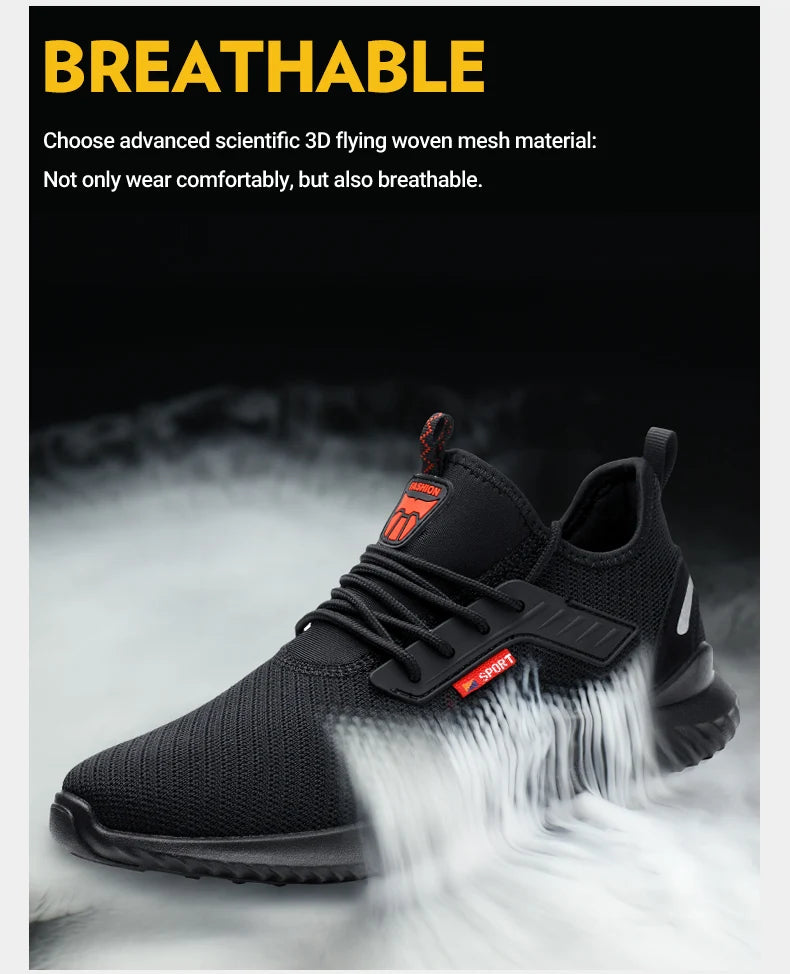 Work Safety Shoes Anti-Smashing Steel Toe Puncture Proof Construction Lightweight Breathable Sneakers shoes Men Women is Light