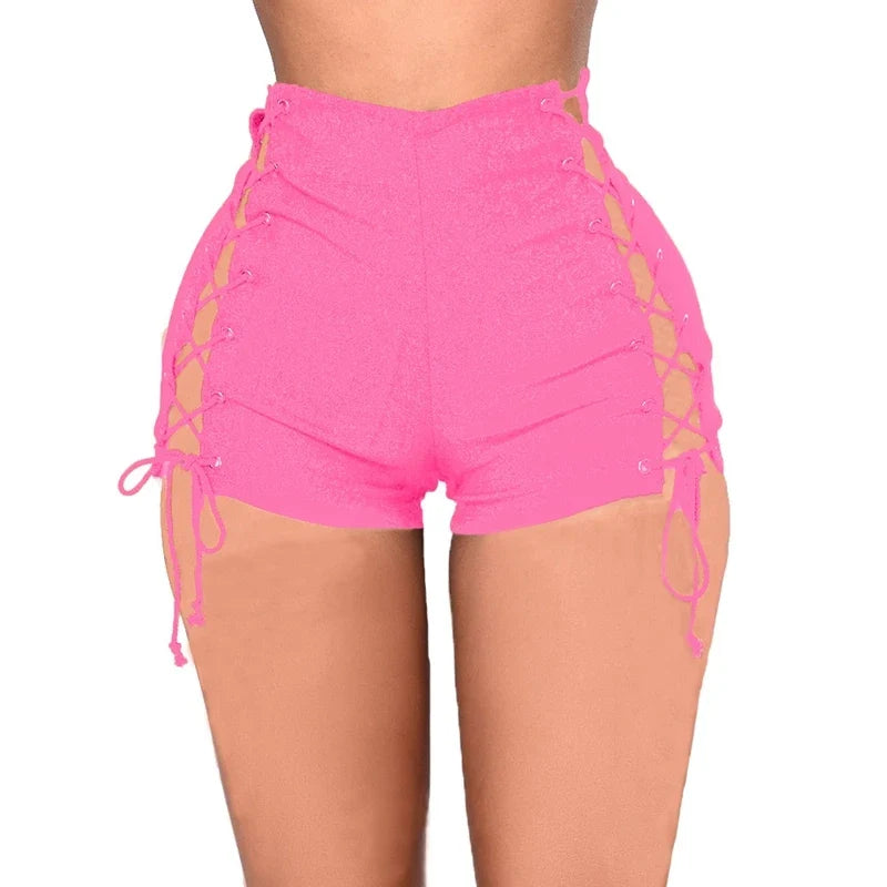High Quality Summer Women Fashion Sexy Lace Up Denim Shorts 2025 Vintage Mid Waist Ripped Casual Hot Short Jeans Slim Streetwear