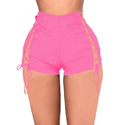 High Quality Summer Women Fashion Sexy Lace Up Denim Shorts 2025 Vintage Mid Waist Ripped Casual Hot Short Jeans Slim Streetwear