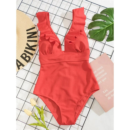 2023 One Piece Swimsuit Women Ruffle Swimwear Push Up Monokini Bodysuit Swimsuit Female Bathing Suit Summer Beach Wear