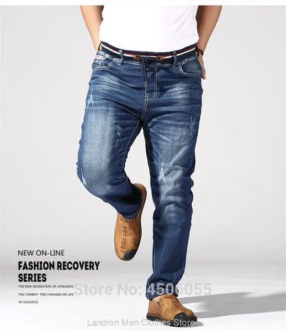 Distressed Extra Large Jeans For Men Stretch Denim Trousers 6XL 7XL 8XL Big Plus Size Mens Ripped Pants 160KG Male Elastic Jean