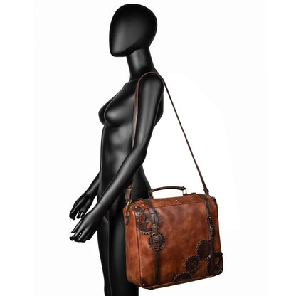 Norbinus Steampunk Single Shoulder Bags Vintage Women Handbags Gothic Messenger Crossbody Bag Ladies Rivet Top-Handle Bags Pack