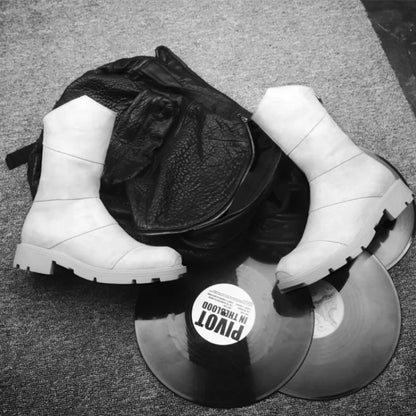 Punk Style Zipper Men Genuine Leather High-Top Sneakers Street Round Toe Winter Warm Platform Boots Black Motorcycle Botas Male