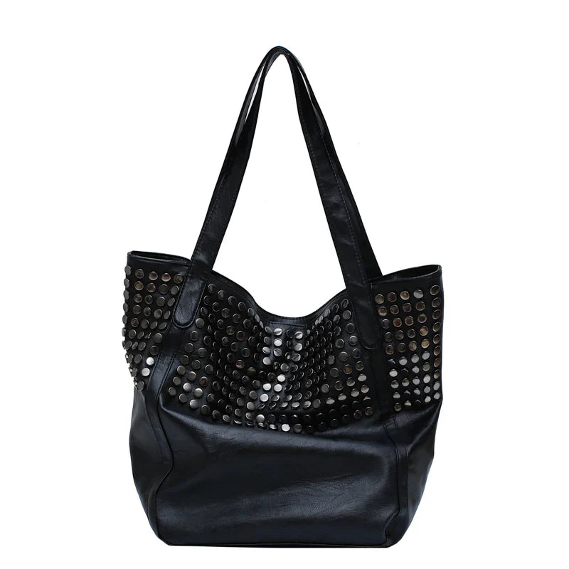 New Arrival Fashion Women's Korean Version Of The Artificial Leather Rivet Chain Foldable Shoulder Bag Messenger Bag Large