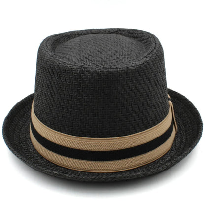 Men Women Classical Straw Pork Pie Hats Fedora Sunhats Trilby Caps Summer Boater Beach Outdoor Travel Party Size US 7 1/4 UK L
