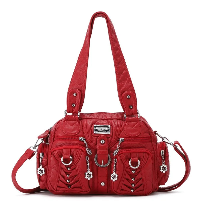 Women Handbags Fashion Satchel Top-handle Handbag PU Shoulder Bag 10.6"x8.3" Dumpling Pack Multi-pockets Shoulder Bags