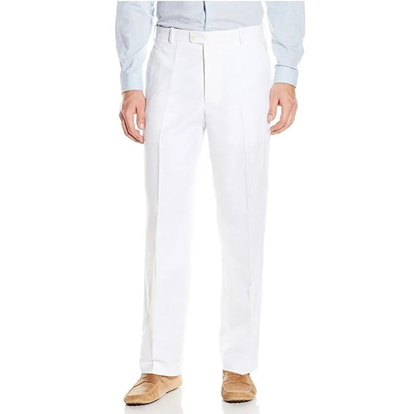 Custom Made Black/White Pants Straight-Fit Trousers Mens/Bridegroom/Best Man Wedding/Evening Plain Front Pant KZ11