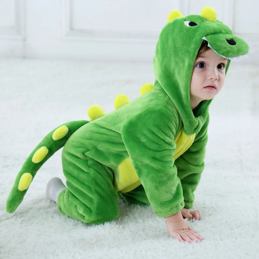 Infant Toddler Dalmatian Dog Lion Tiger Dinosaur Costumes Baby Boys Girls Kigurumi Cartoon Animal Romper Halloween Purim