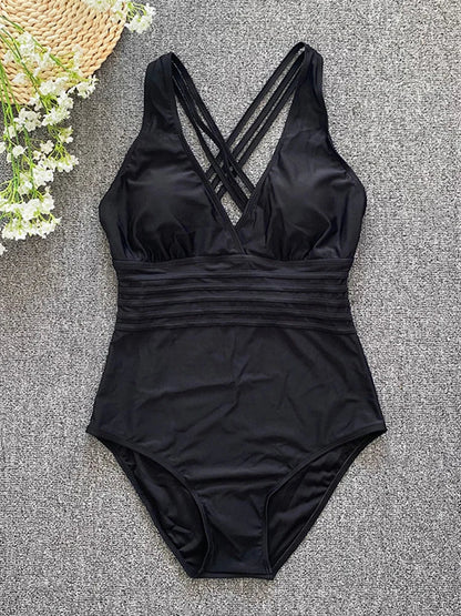 2023 Sexy One Piece Swimsuit Women Cross Bandage Backless Swimwear Female Push Up Monokini Bathers Bathing Suits Beachwear Swim