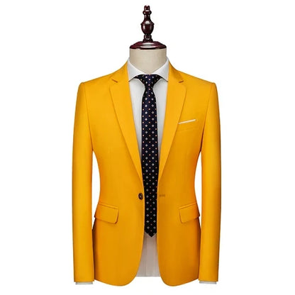 Bright Green Single Button Men's Blazer, Asian Size Slim Suit Jacket, Wedding Dress Coat, White and Black Tops.