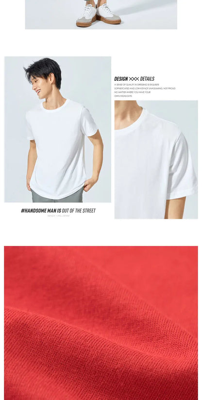 Summer Cotton T Shirts Men 2025 Simple O Neck Stretch Solid New Tops Clothing Casual Tshirt Man Streetwear Cool Tee Shirts