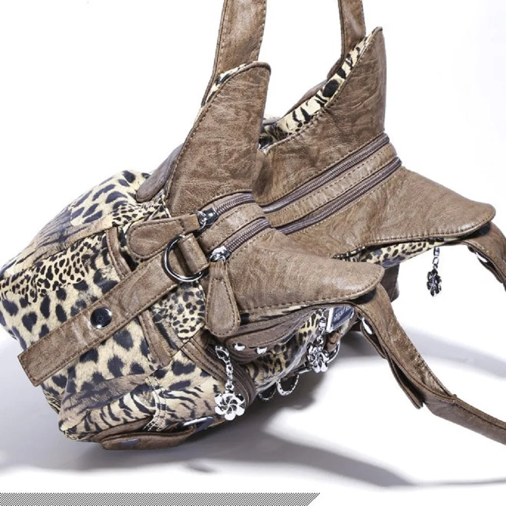Vintage Bag Women Handbags Brown Leopard Shoulder Bag Top-handle Handbag Fashion Satchel Dumpling Shoulder Bag Tote Hobos