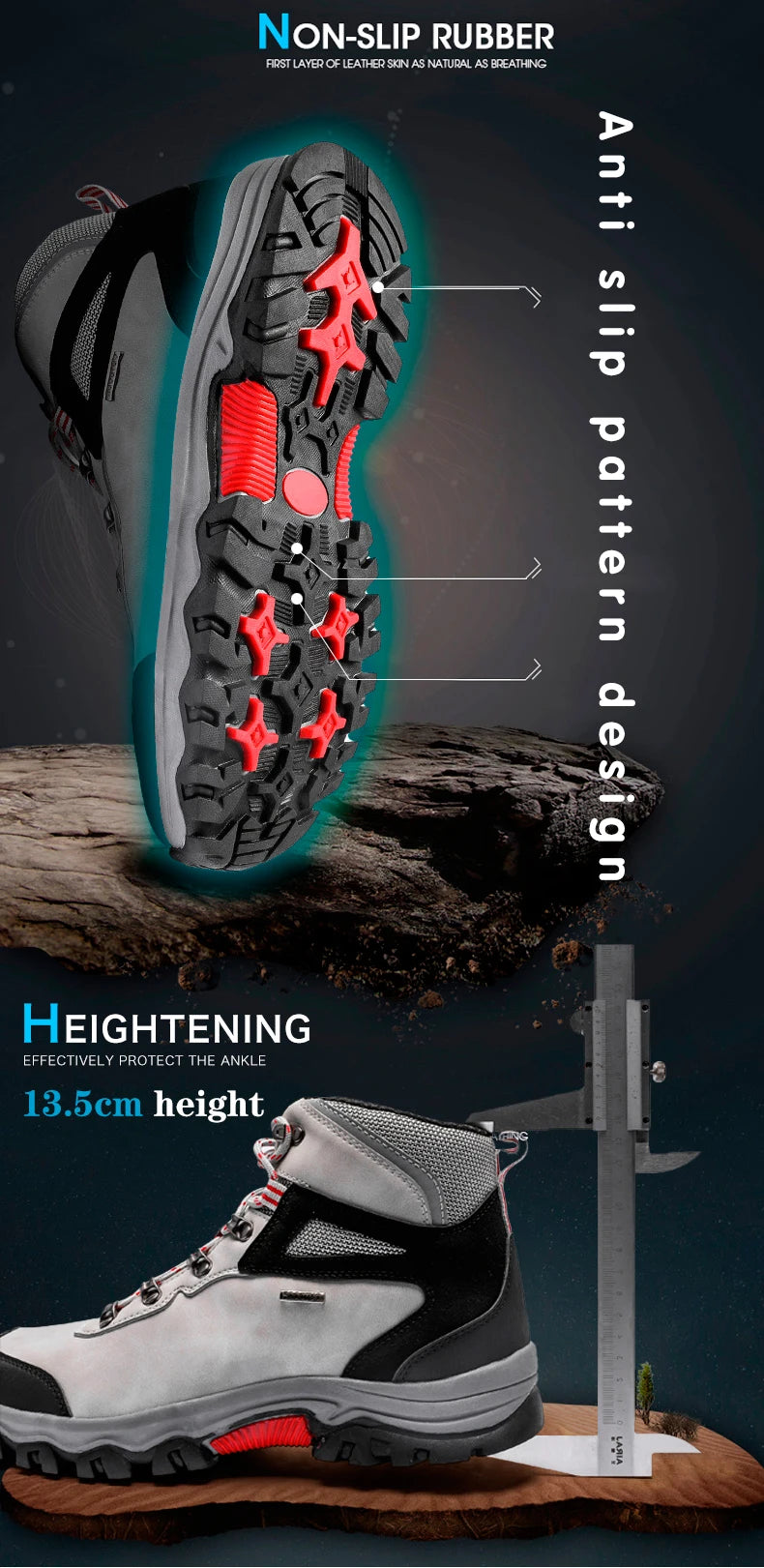 Brand Men's Ankle Boots Waterproof Leather Sneakers Breathable Outdoor Men Hiking Boots No-slip Men's Work Shoes Size 39-47