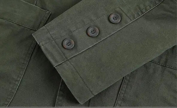 Men's Washable Fabric Single Breasted Button Blazers Business Suit Loose Military Jackets Outwear