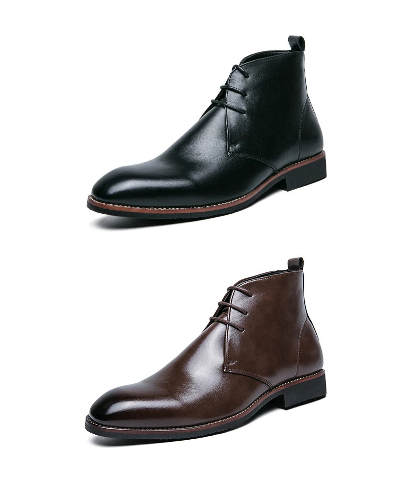 Mayba Pointed Leather Shoes Men Casual Shoes Ankle Boots Size 38-48