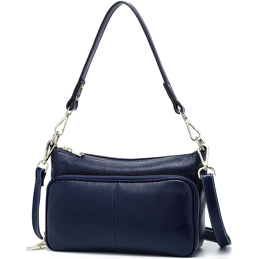 Women's Handbag 100% Genuine Leather Ladies Shoulder Crossbody Messenger Bag Fashion Hobos Black High Quality