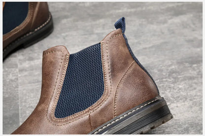 2025 Men Chelsea Boots New Winter Men Boots  Soft Leather Elastic Strap Ankle Boots Smart Formal Business Casual Man Shoes