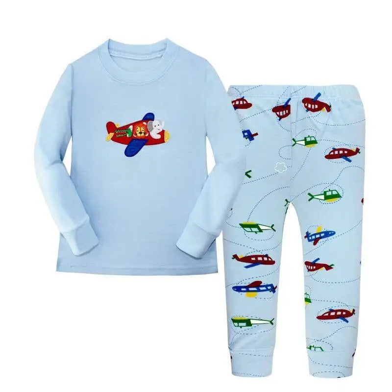 Digger Vehicle Baby Boys Clothes Suits 100% Cotton Children Pajamas Kids Sleepwear Sets Nightgown PJ'S Long Tees Shirts Pant Set