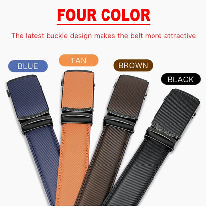 Multicolor Genuine Leather Men's Belts Fashion Business Automatic Buckle Straps Ratchet Cow Leather Waistband 3.5cm Width