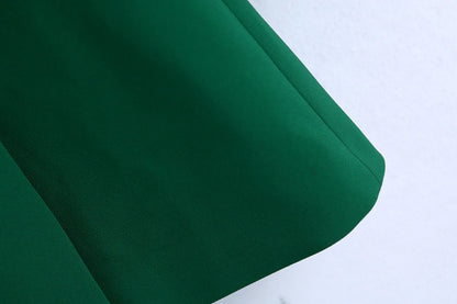 2023 Fashion Vintage Stylish Green Oversized Long Women Blazer Office Lady Pocket Fashion Autumn Jacket Female Bussiness