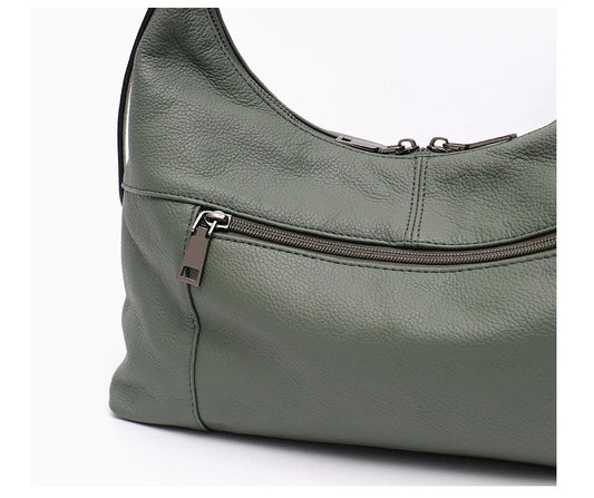 SC Luxury Women Cowhide Crossbody Bag Large Casual Shoulder Purse Wide Strap Handbag Female Daily 100% Genuine Leather Hobo Sack