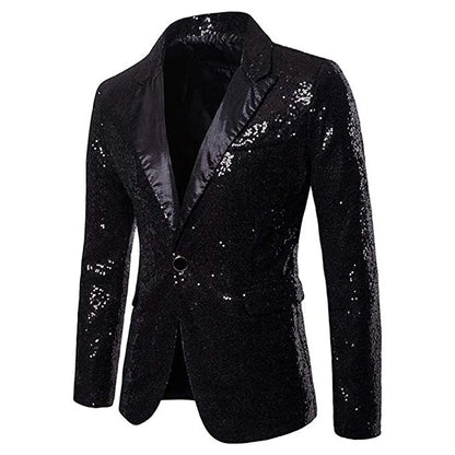 Men Glitters Suit Jackets Sequins Party Button Dance Bling Coats Wedding Party Men Blazer Gentleman Formal Suit Plus Size 2XL
