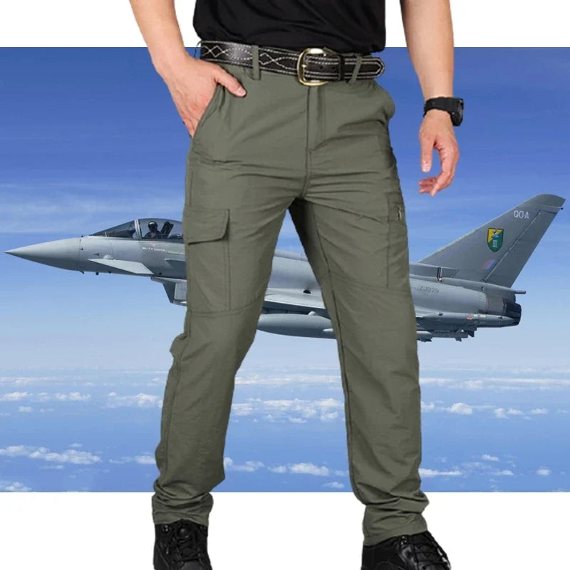 2024 Men's Tactical Casual Pants Thin Breathable Summer Casual Long Trouser Male Slim Waterproof Quick Dry Pocket Cargo Pants