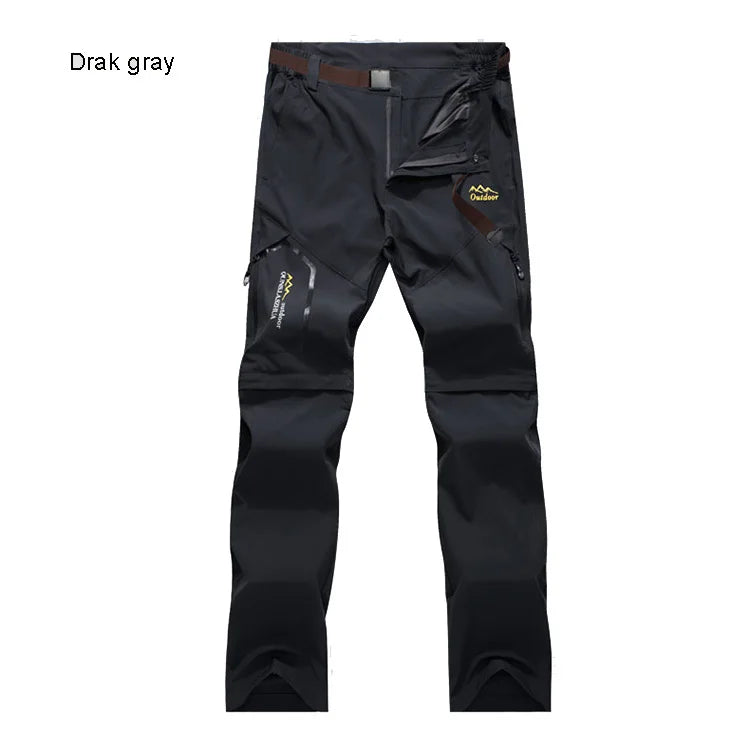 Men's Camping Hiking Pants Trekking Stretch Summer Quick Dry UV-Proof Outdoor Travel Trousers Detachable into Shorts