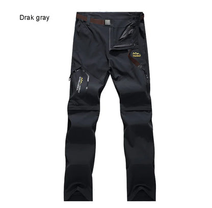 Men's Camping Hiking Pants Trekking Stretch Summer Quick Dry UV-Proof Outdoor Travel Trousers Detachable into Shorts