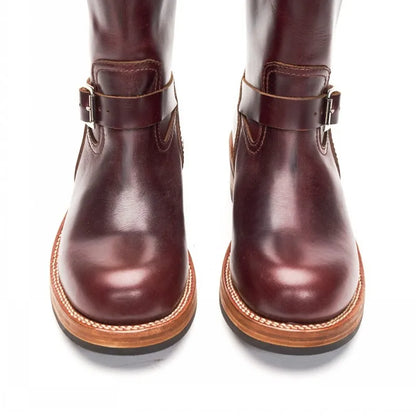 Engineer Work Shoes Men Vintage High Top 100% Genuine Leather Motorcycle Long Boots Autumn Designer Slip On Cowhide Riding Boots